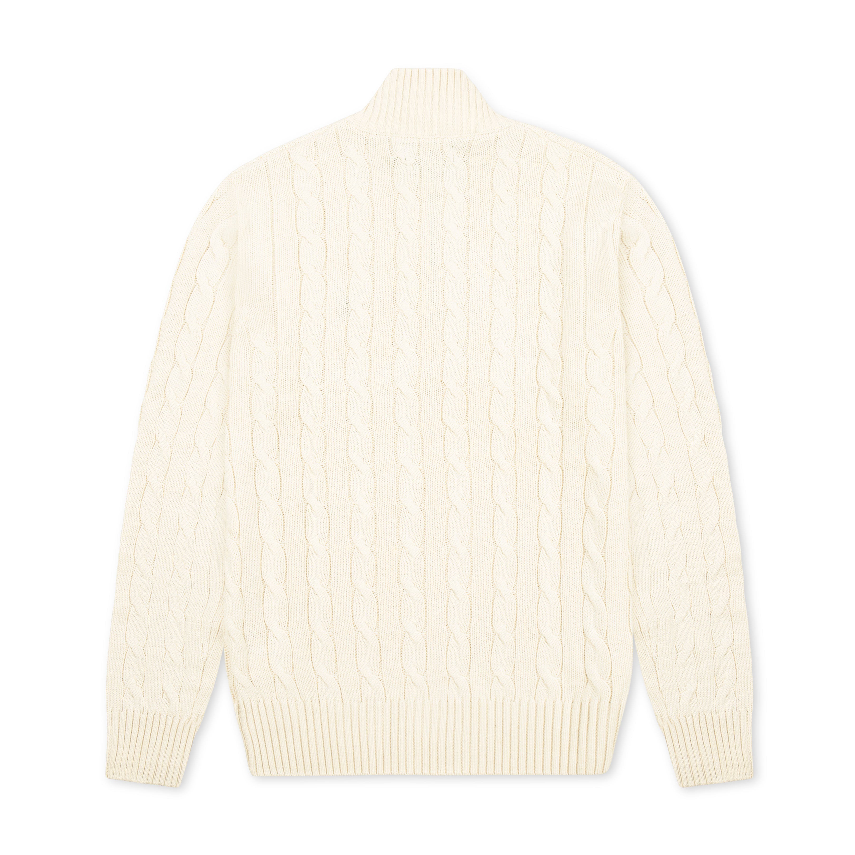 Quarter Zip Cable-Knit Woolen Sweater Cream Beige QZS-08 Arc Inc.