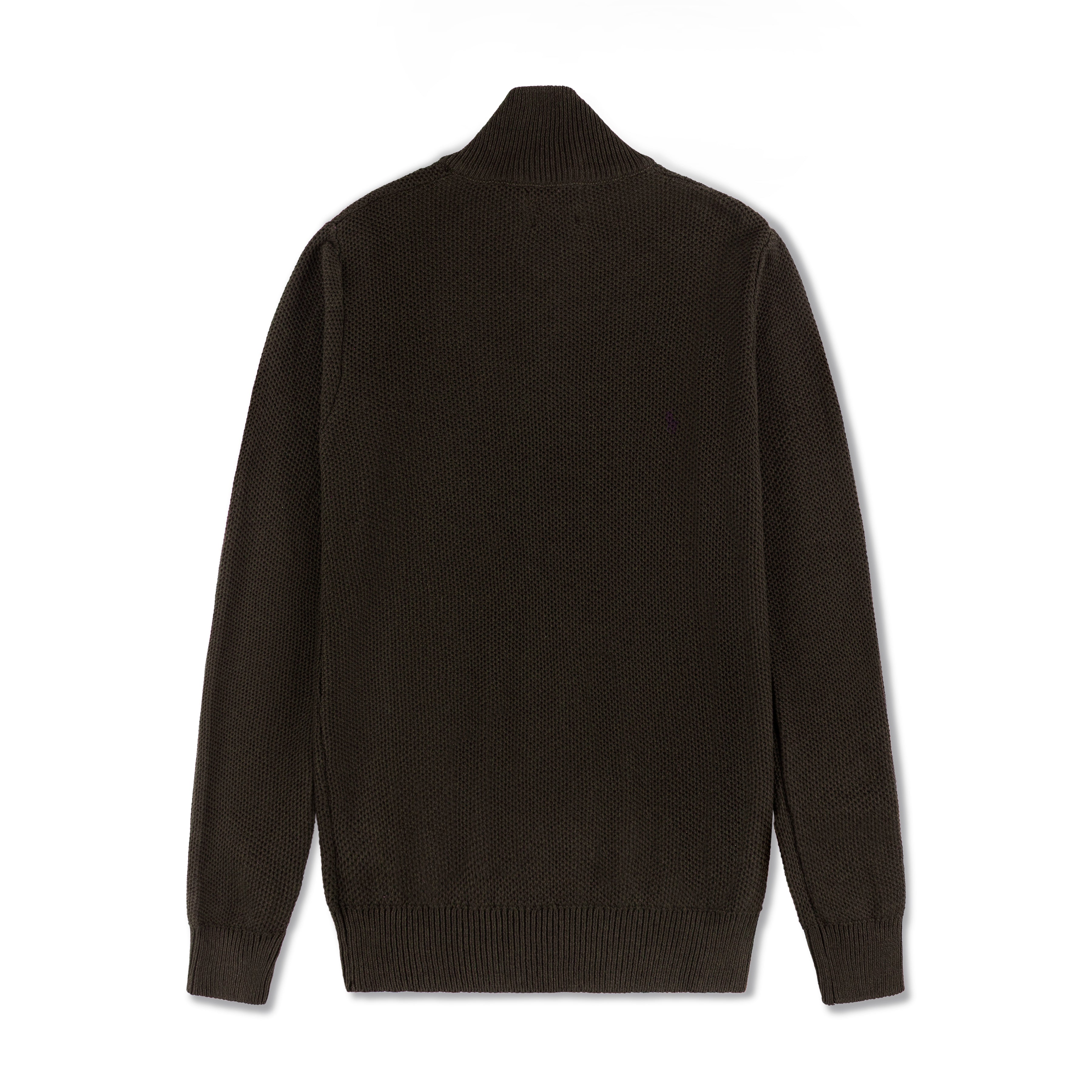 Quarter Zip Knit Woolen Cotton Sweater Dark Coffee QZS-05 Arc Inc.