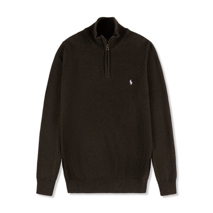 Quarter Zip Knit Woolen Cotton Sweater Dark Coffee QZS-05 Arc Inc.